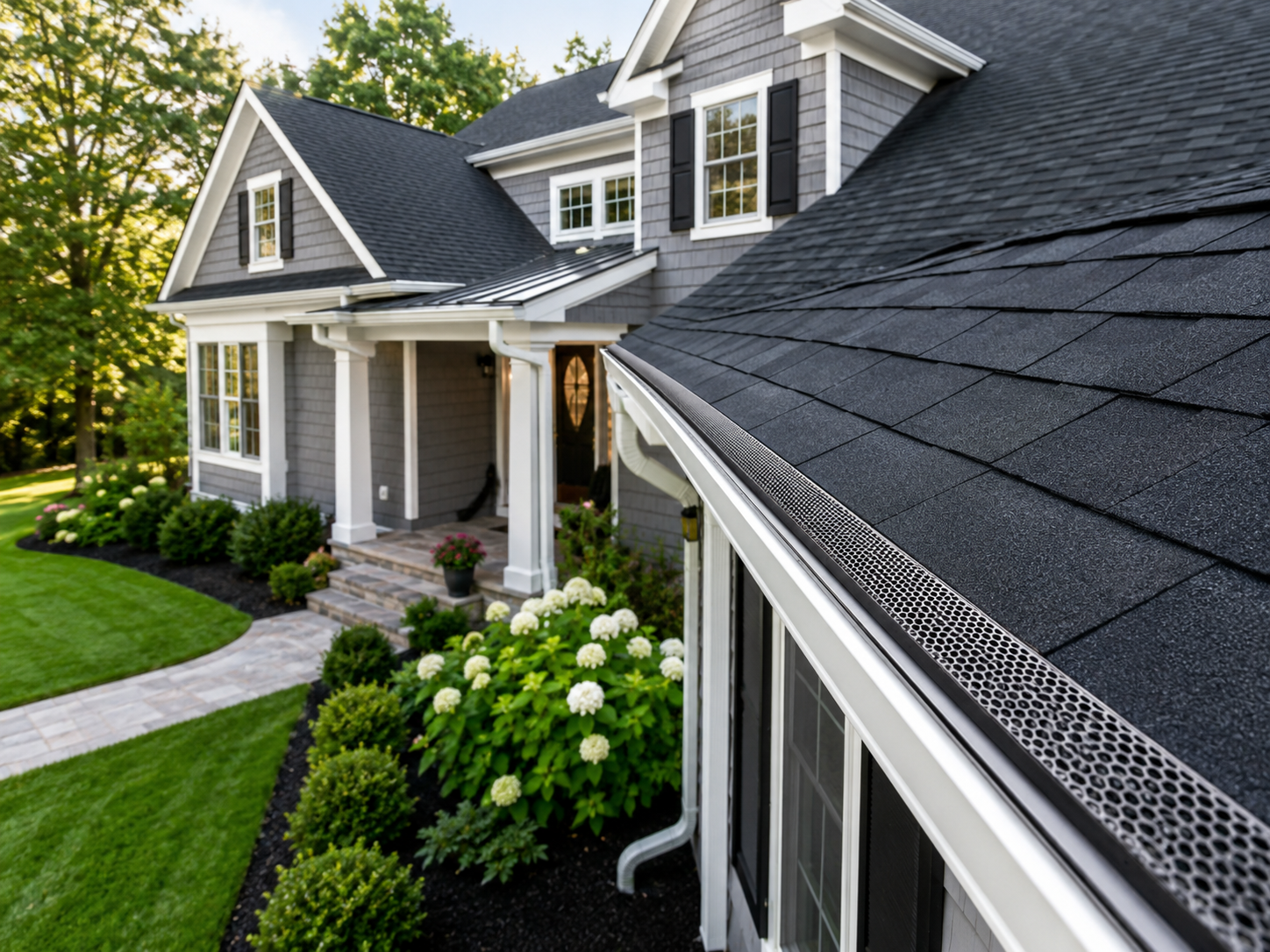 Gutter protection system closeup