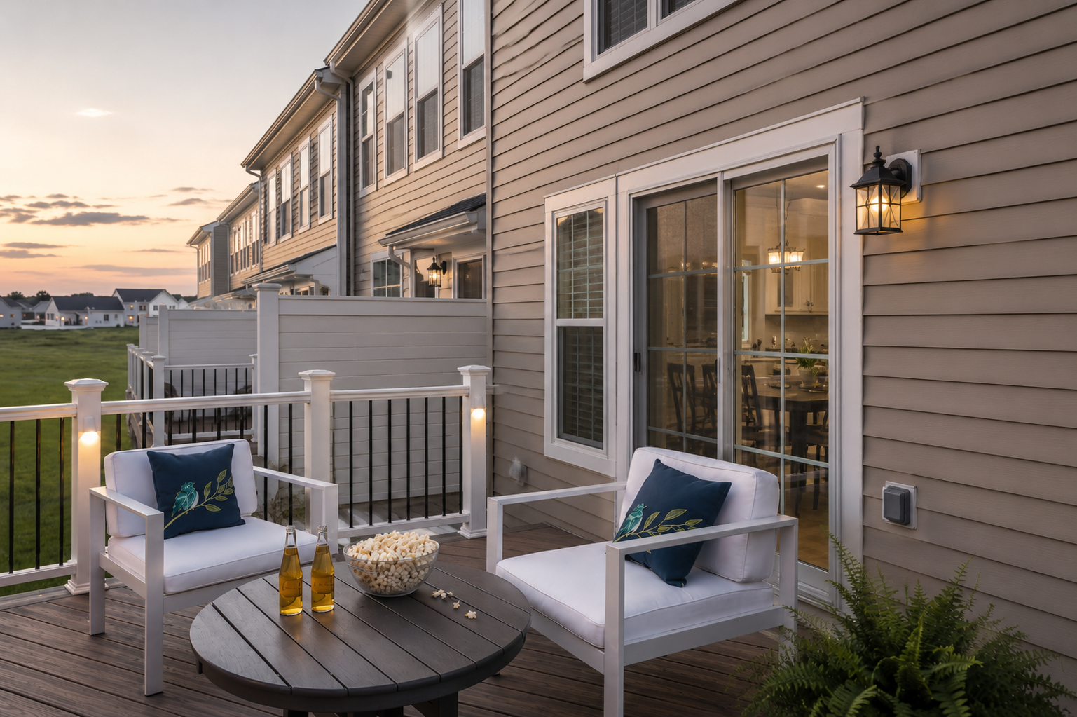 Townhome deck with outdoor seating